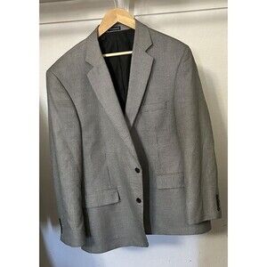 Stafford Essentials Men's Gray and White Suit Jacket Blazer Classic Fit Size 46R